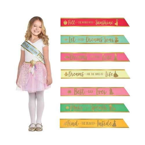 Disney Princess Once Upon A Time Set of Sashes 8 Pack