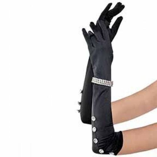 Satin Gloves with Rhinestone Bracelet