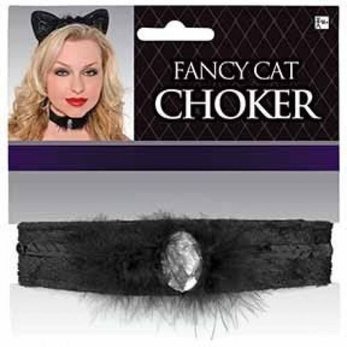 Fancy Black Cat Feather Choker