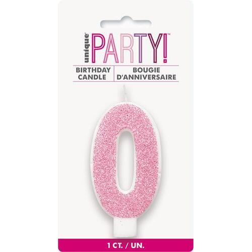 Numeral Candle 0 - Glitter Pink