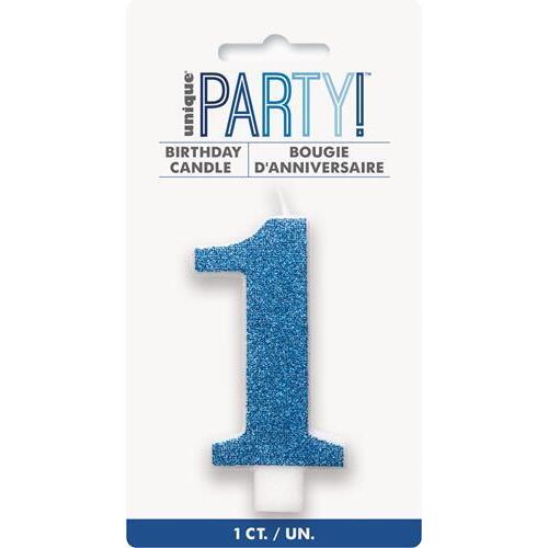 Number Candle 1 - Glitter Blue