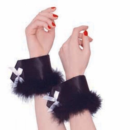 Black Bunny Feather Wrist Cuffs