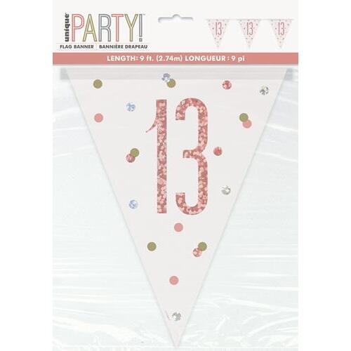 Rose Gold 9ft Prism Flag Banner - 13