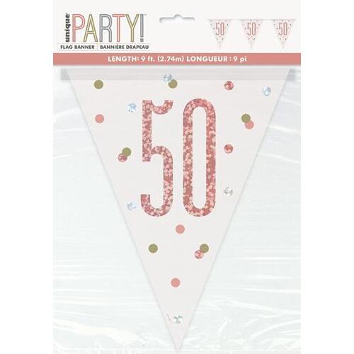 Rose Gold 9ft Prism Flag Banner - 50
