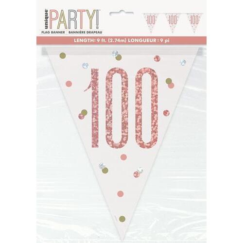 Rose Gold 9ft Prism Flag Banner -100