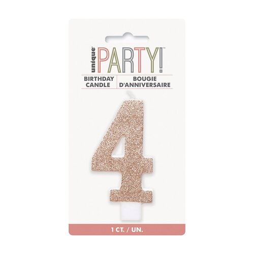 Number Candle 4 - Rose Gold