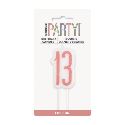 Rose Gold Number Candle - 13