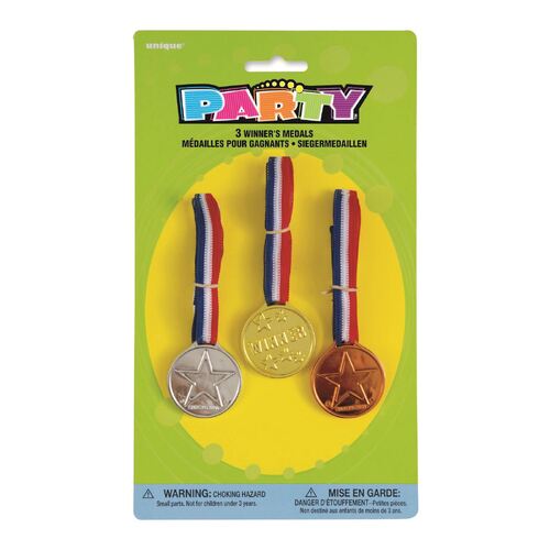 3 Winner Medals Gold, Silver, Bronze