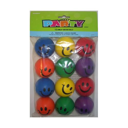 12 Smiley Squish Balls