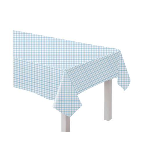 Gingham Paper Tablecover FSC Pastel Blue