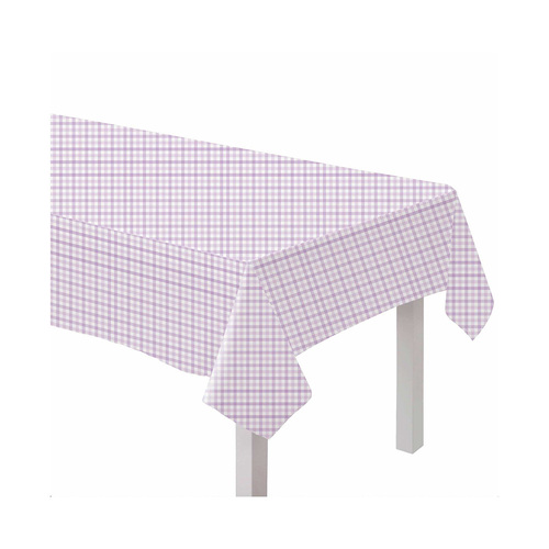 Gingham Paper Tablecover FSC Pastel Purple