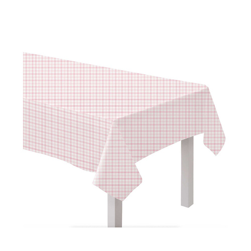 Gingham Paper Tablecover FSC Pastel Pink