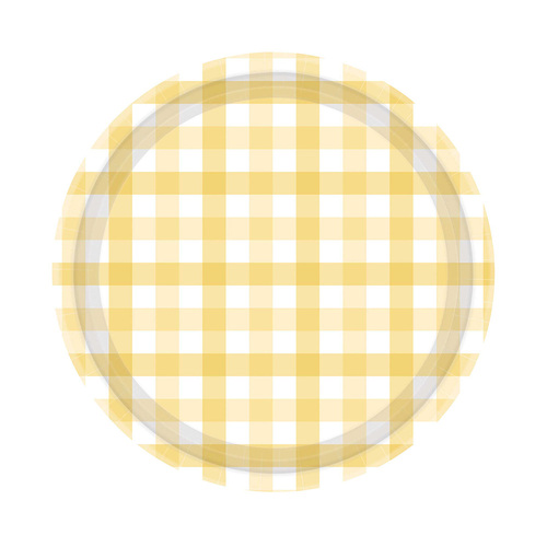 Gingham Paper Plate Pastel Yellow FSC NPC 17cm 8 Pack