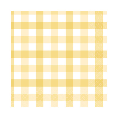Gingham Lunch Napkin FSC Pastel Yellow 16 Pack