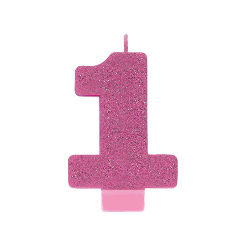 Candle Number Glitter Pink #1