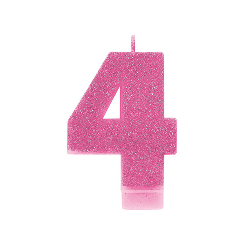 Candle Number Glitter Pink #4