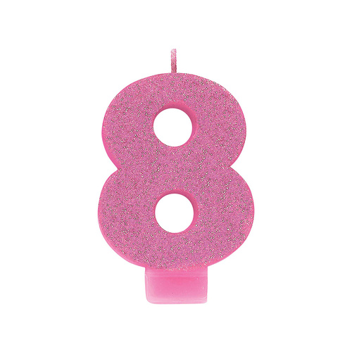 Candle Number Glitter Pink #8