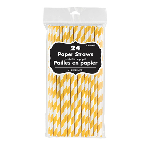 Paper Straws Yellow Sunshine 24 Pack