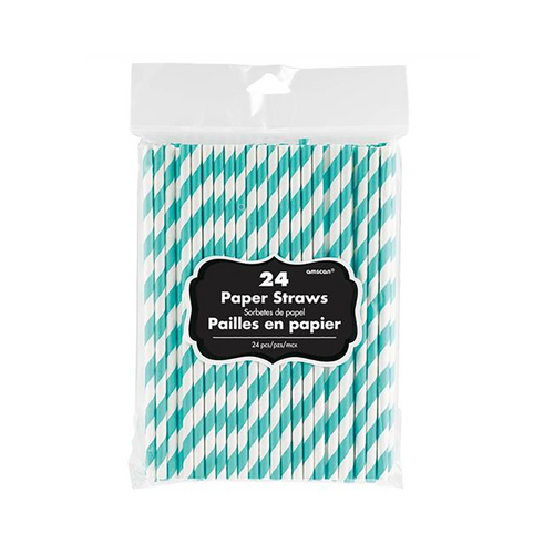 Paper Straws Robin's Egg Blue 24 Pack