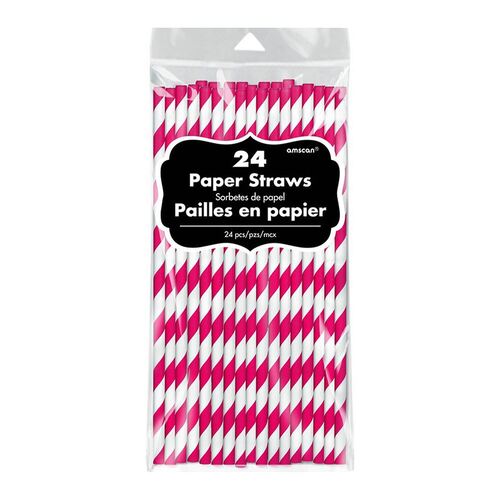 Paper Straws Apple Red 24 Pack
