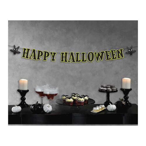 Happy Halloween & Bats Letter Banner