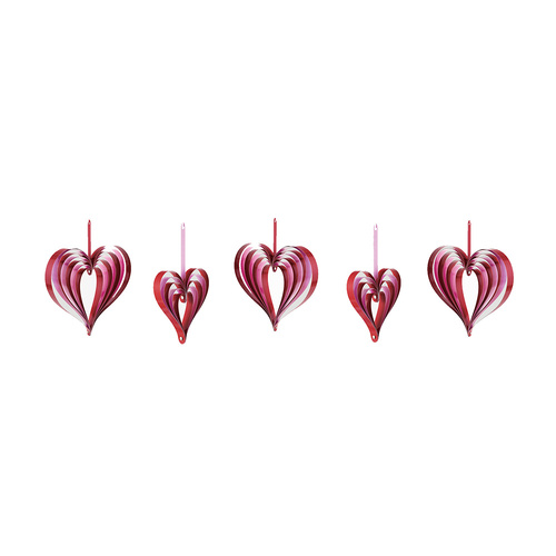 Hearts Hanging Decorations Red & Pink 5 Pack