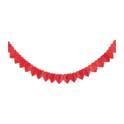 Hearts Tissue Paper Banner Red