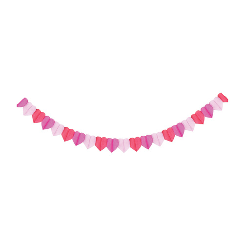 Hearts Tissue Paper Banner Pinks