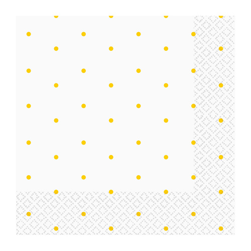 Dots Beverage Napkins 2 PLY Sunshine Yellow 16 Pack