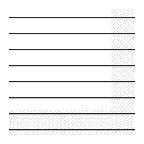 Stripes Lunch Napkins 2 PLY Jet Black 16 Pack