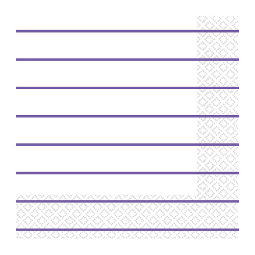 Stripes Lunch Napkins 2 PLY New Purple 16 Pack