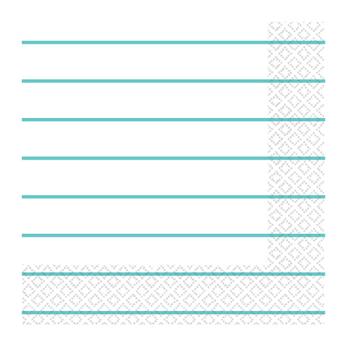 Stripes Lunch Napkins 2 PLY Robin's Egg Blue 16 Pack