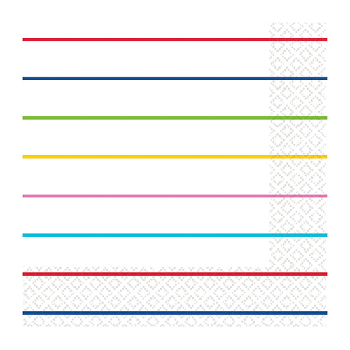 Stripes Lunch Napkins 2 PLY Rainbow 16 Pack