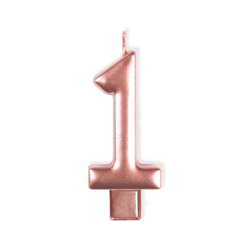 Candle Number 1 Moulded Rose Gold