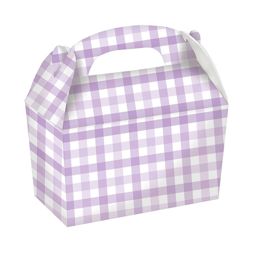 Gingham Paper Treat Box FSC Pastel Purple 4 Pack
