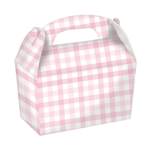 Gingham Paper Treat Box FSC Pastel Pink 4 Pack