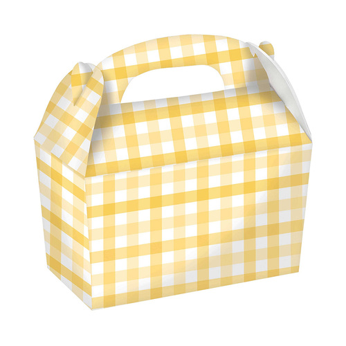 Gingham Paper Treat Box FSC Pastel Yellow 4 Pack