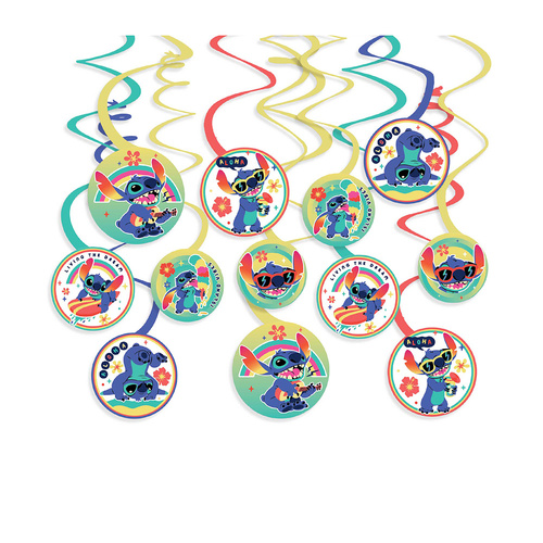 Lilo & Stitch Paper Spiral Decorations 12 Pack