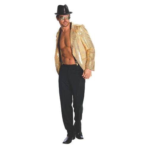 Sequin Jacket Men Gold Adult Costume