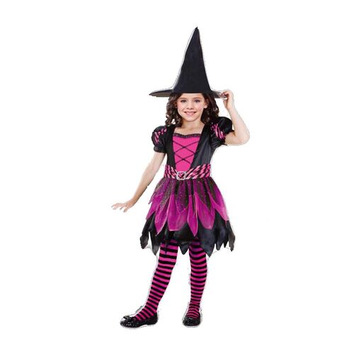 Costume Pink Glitter Witch Girls 5-7 Years