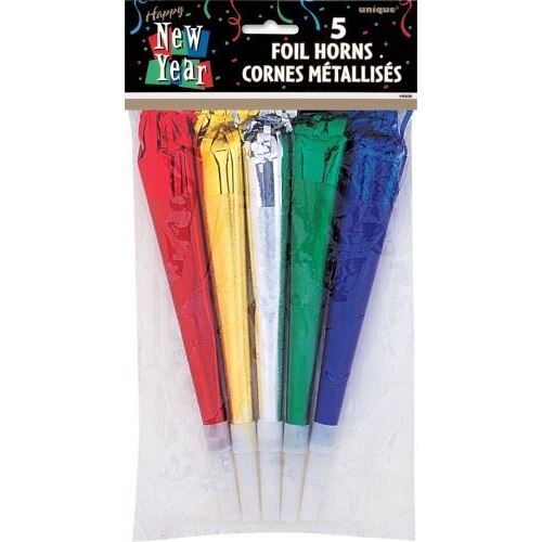 5 Foil Horns New Years