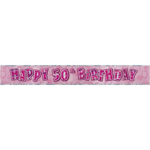 Glitz Pink Foil Banner 50 12ft