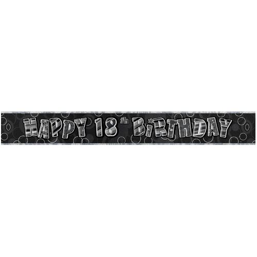 Glitz Black And Silver 18th Birthday Foil Banner 3.65m 