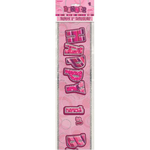 Glitz Pink 1 Foil Banner 12ft