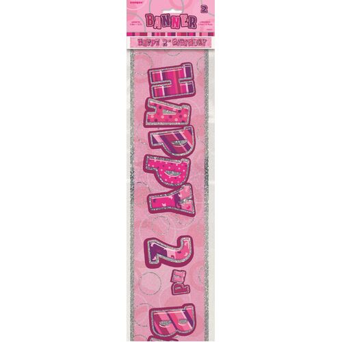 Glitz Pink 2 Foil Banner 12ft