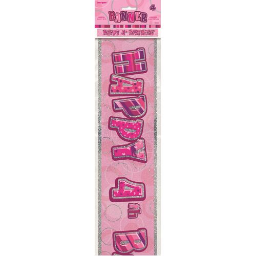Glitz Pink 4 Foil Banner 12ft