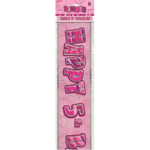 Glitz Pink 5 Foil Banner 12ft