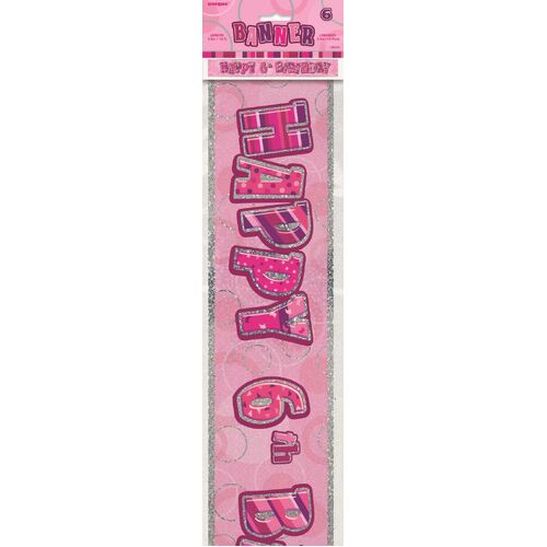 Glitz Pink 6 Foil Banner 12ft