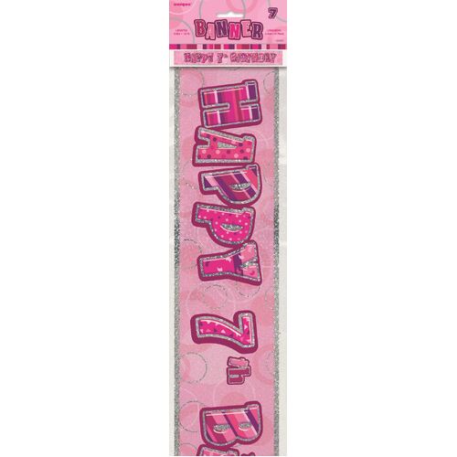 Glitz Pink 7 Foil Banner 12ft