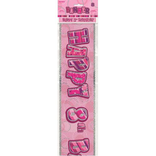 Glitz Pink 8 Foil Banner 12ft